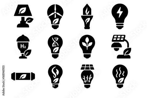 Lighting hybrid tube hydrogen bio friendly vector fusion icon bulb torch lamp