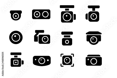Ai camera stabilized micro icons lens night icon drone vision vector