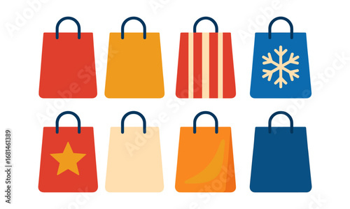 Colorful shopping bags collection for seasonal and holiday themes