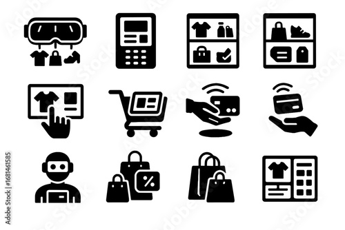 Icon panel vector showcase virtual inventory terminal shopping payment icons vr augmented