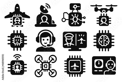 Navigator pilot smart interface assistant icon processor autopilot ai vector neural