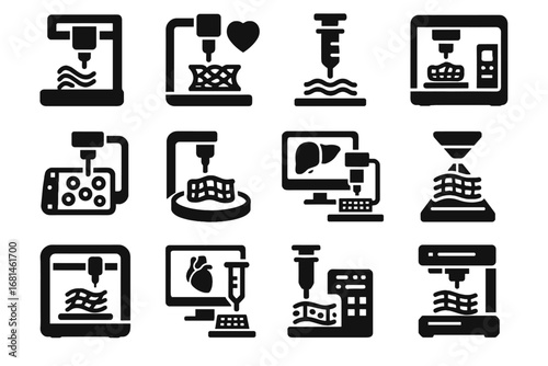 Printer system module printing virtual dispenser biofabrication icon bio vector ai tissue