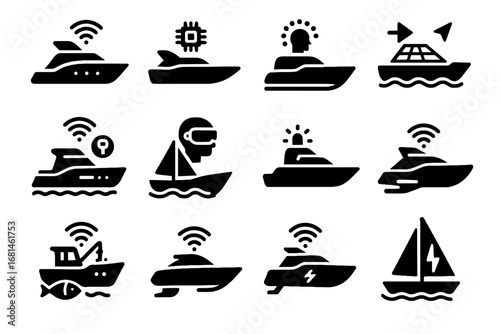 Vessel sailboat autonomous vector automated icon icons navigation digital boat yacht smart