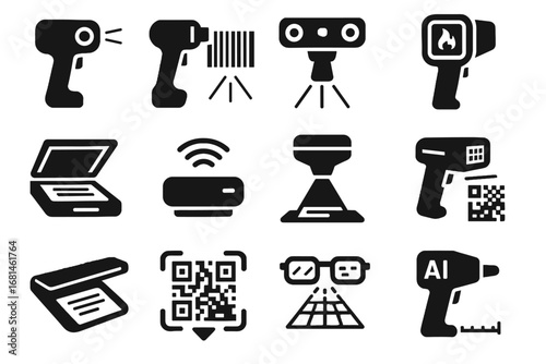 Qr tech surface measurement vector scanner optical code icon reading device