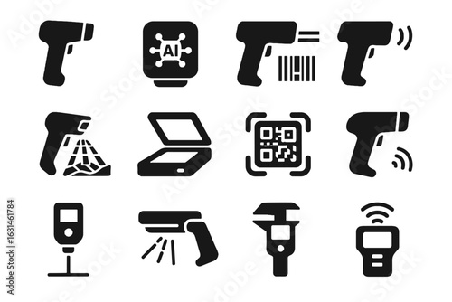 Wireless infrared data laser icon modern scanner ai barcode handheld vector