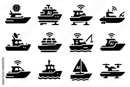 Yacht icon vessel intelligent digital vector smart icons craft harbor hydrofoil marine