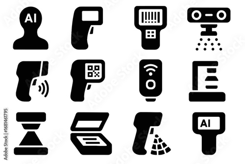 Modern icon scanning scanner document optical vector infrared inspection handheld digital
