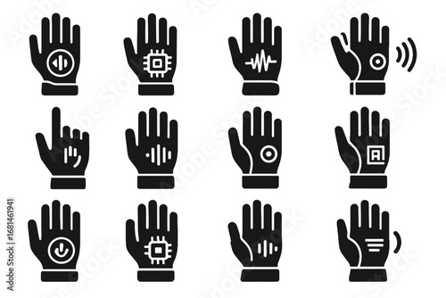 Smart ai command voice interactive iot icon handwear vector glove