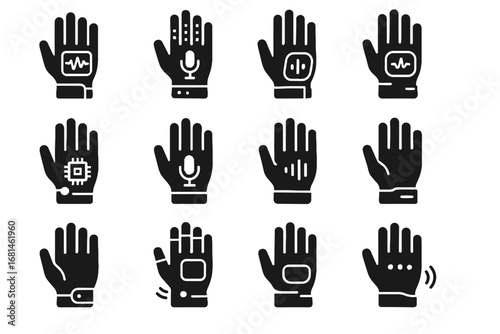 Glove icon voice handwear vector hand icons robotic feedback smart command interactive