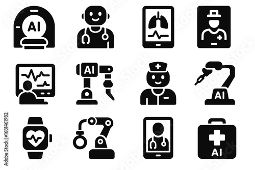 Ai icon vector assistant virtual scanner health monitor sensor medical device smart