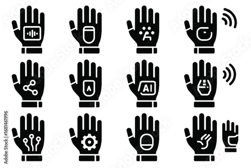 Digital glove wearable vector icon robotic virtual assistant device interactive smart voice
