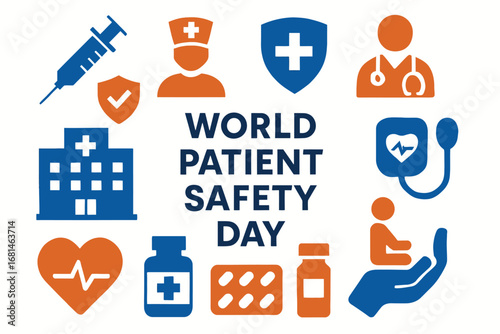 World Patient Safety Day Flat Vector Illustration with Healthcare Elements