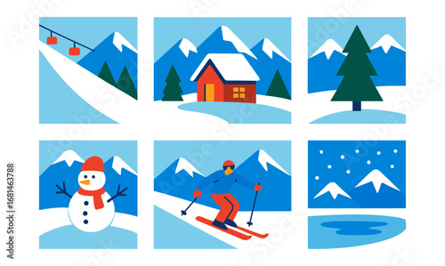 Winter activities and alpine landscapes featuring snowy mountains and skiing adventure