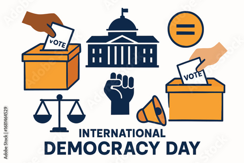 International Day of Democracy Flat Vector Illustration with Symbolic Elements