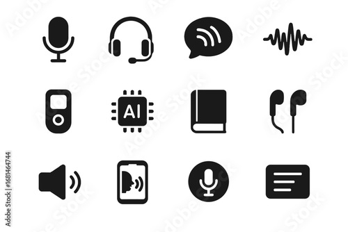 Icon voice vector button translator display bubble app wave microphone icons speech