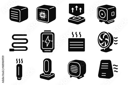 Cube modular energy warm stick diffuser flexible icons futuristic vector icon heater