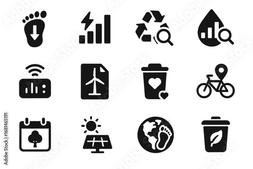Vector energy eco footprint compost usage icon quality tracker log