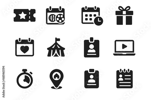 Timer concert vector meeting tracker set event log festival icon reminder