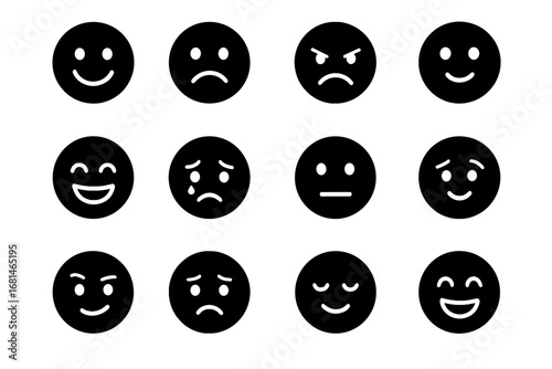 Face excited smiling surprised vector avatar shy worried sad emotion icon icons