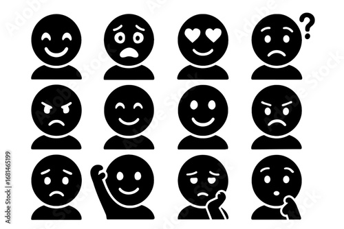 Anger calm icon boredom curiosity digital icons confusion frustration vector avatar happiness