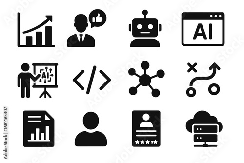 Interface form cloud network consultant chart advice icon code ai vector