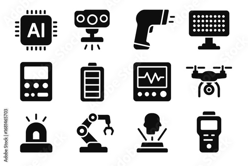 Led scanning ai icon logger data vector drone scanner device extension array