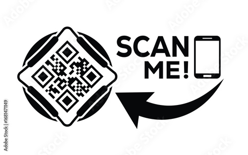 QR code scan icon set. Scan me frame. QR code scan for smartphone. QR code for mobile app, payment and identification. Vector illustration.
