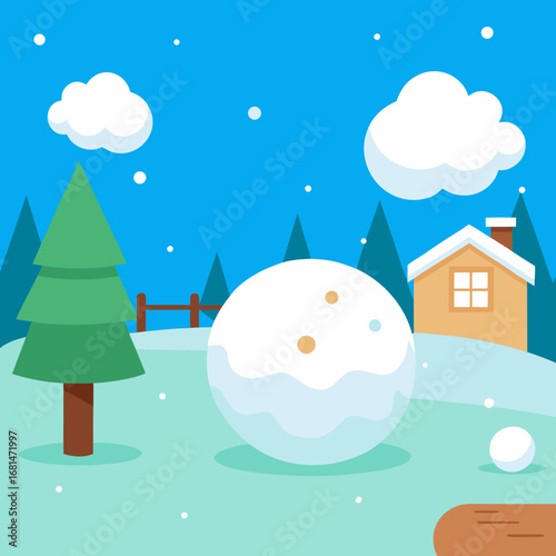 winter landscape with snowman