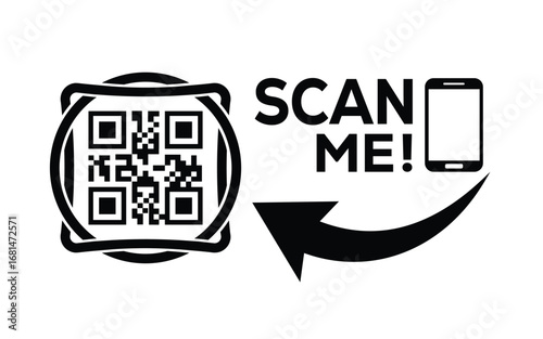 QR code scan icon set. Scan me frame. QR code scan for smartphone. QR code for mobile app, payment and identification. Vector illustration.