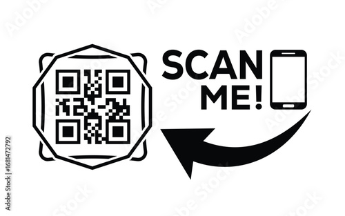 Scan QR code icon. Digital scanning qr code. QR code scan for smartphone. Scan Here text on top of the qr code