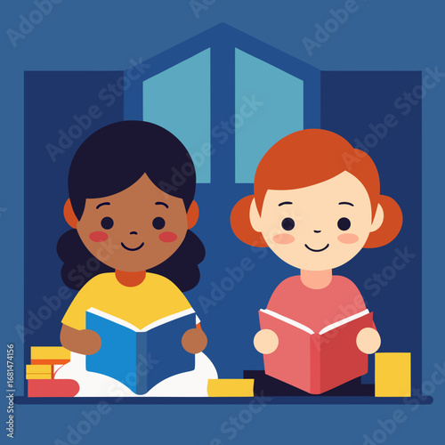 children reading book
