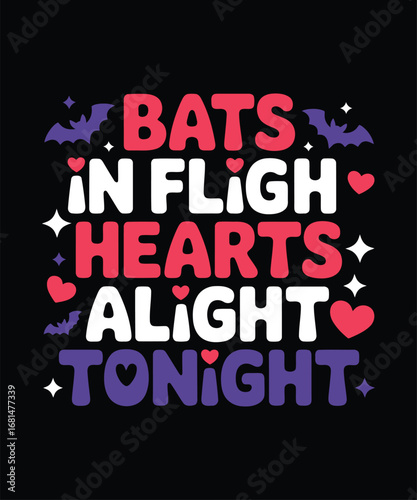 Bats in flight hearts alight tonight vector