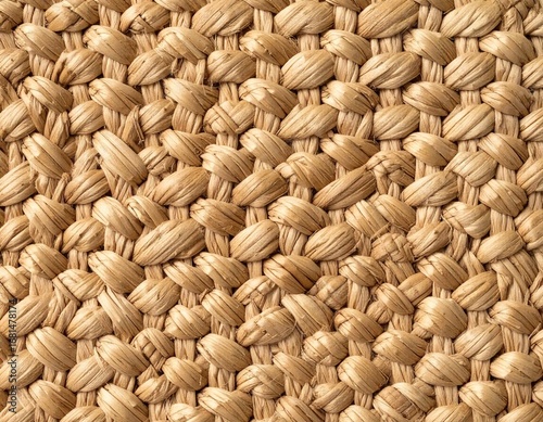 Golden Tan Handwoven Jute Mat Texture with Coarse Weave