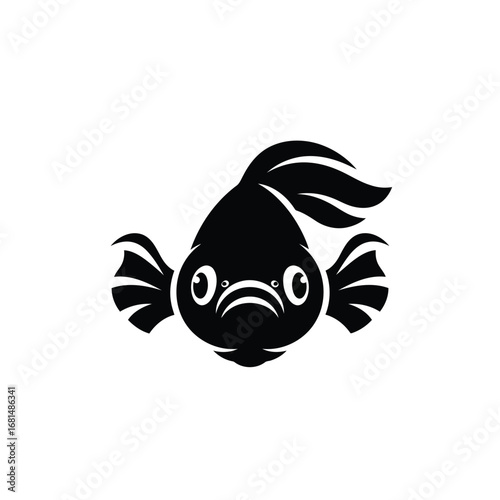 Vector illustration of cute goldfish silhouette