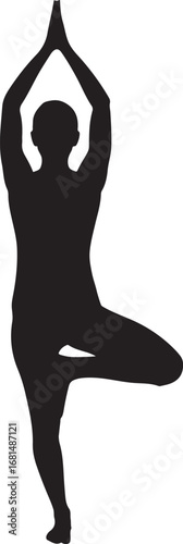 Silhouette of person in Vrksasana yoga pose tree pose