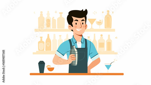 Barman making cocktail