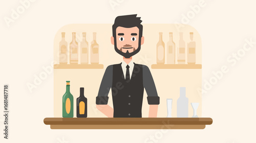 Barman standing behind bar counter