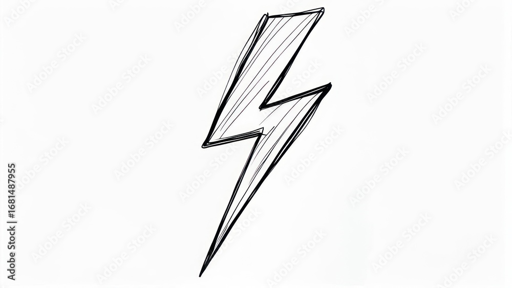 Fototapeta premium Dynamic Hand-Drawn Lightning Bolt Illustration on White Background