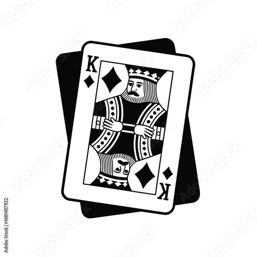 King of diamonds playing card illustration on black background