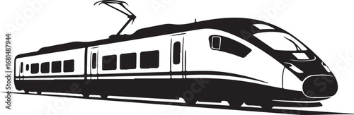 Black Train Silhouette Vector on White Background Transport Artwork