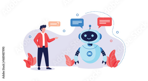 Innovative artificial intelligence chatbot technology interacting with human users through advanced conversational interfaces and digital communication