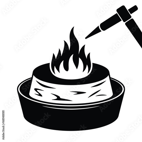 Illustration of a bunsen burner flame being ignited by a spark igniter