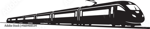 Black Train Silhouette Vector on White Background Transport Artwork