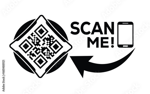 QR code scan icon set. Scan me frame. QR code scan for smartphone. QR code for mobile app, payment and identification. Vector illustration.