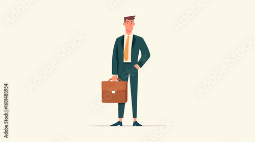 Businessman in suit holding briefcase illustration
