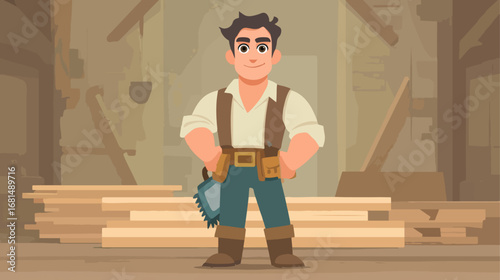 Carpenter in workshop woodworking construction