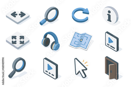 Rotate icons form virtual fullscreen pointer toggle vector navigation gallery icon audio