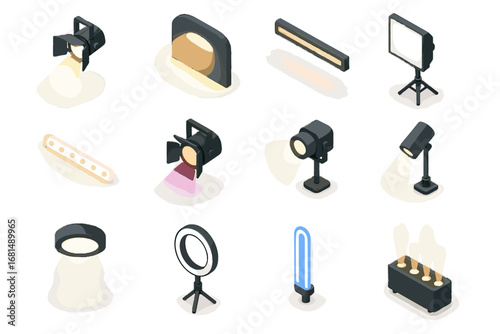 Led lighting light icons ring lamp icon accent vector tube ambient spotlight