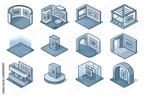 Walls icon portal rotating stage digital gallery balcony icons transparent virtual vector