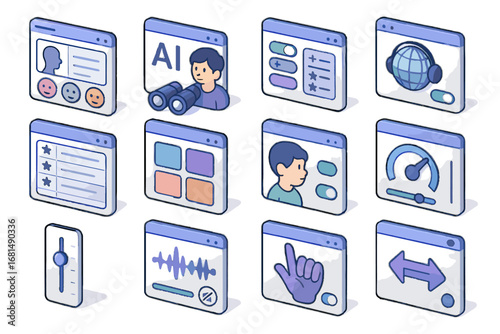 Vector icon voice translator color profile tone filter pitch panel ai theme